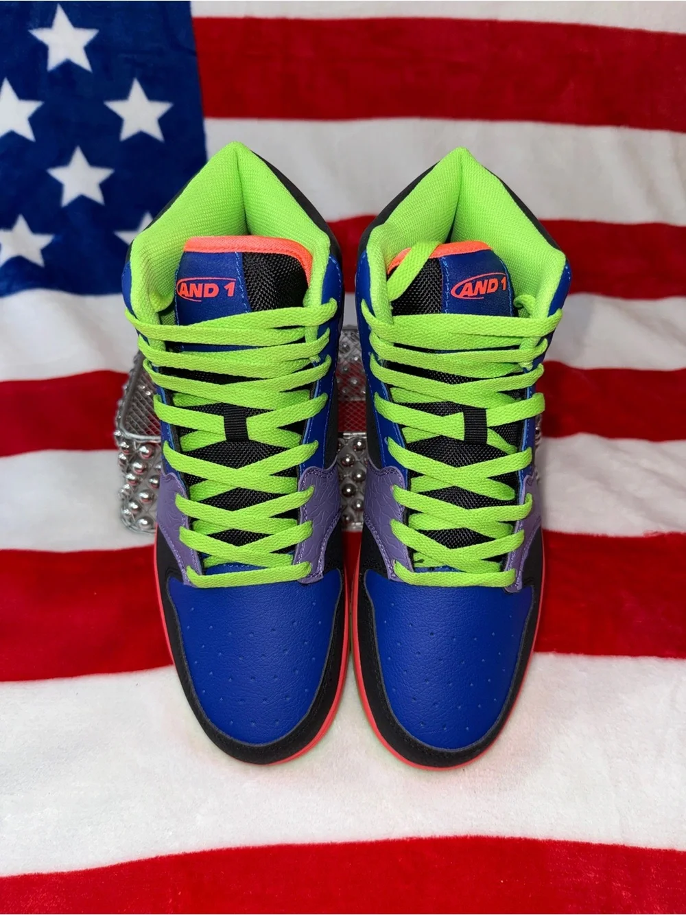 And1 Men’s Basketball Shoes - Blue, Purple & Neon Green Accents
